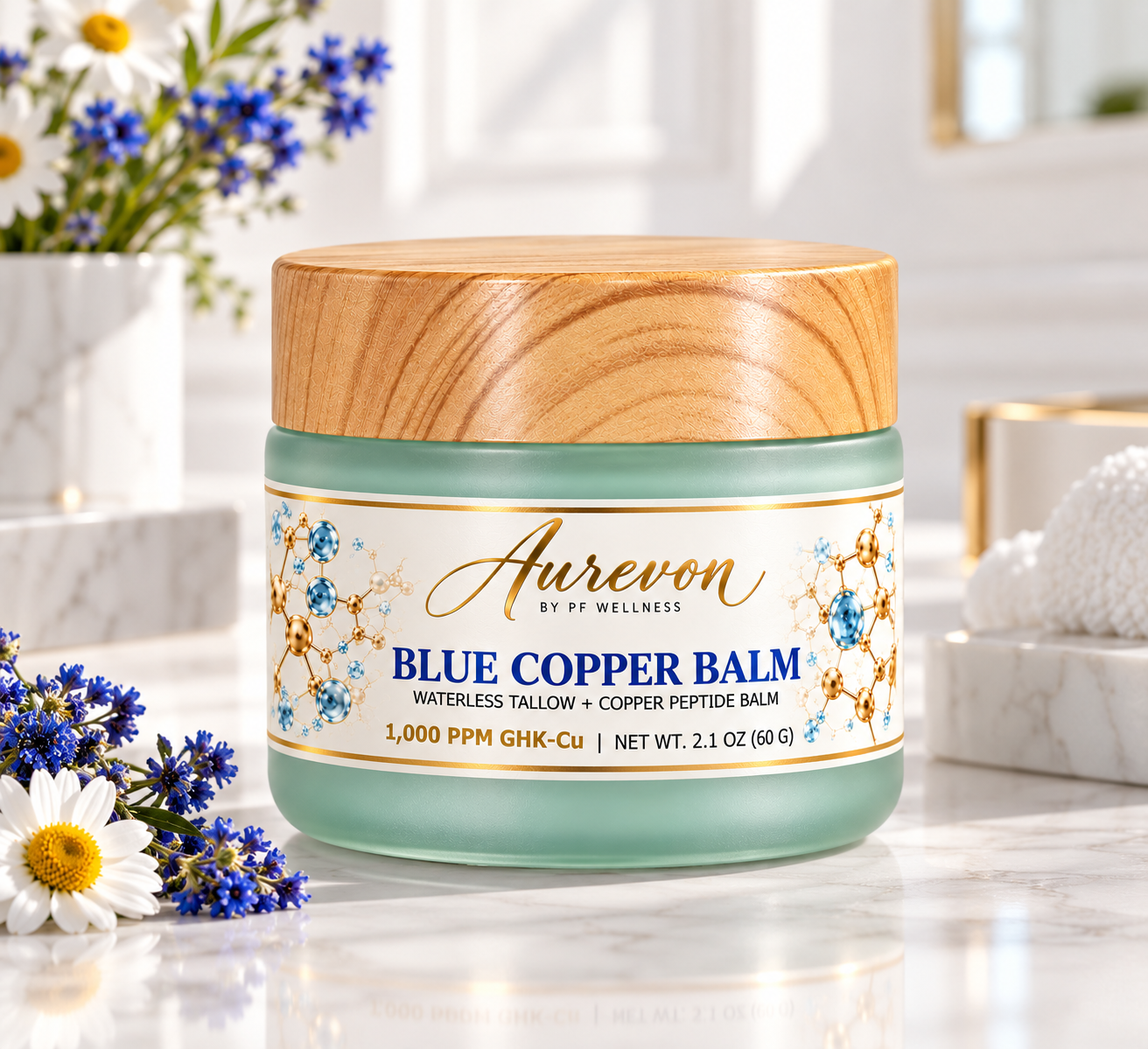 Aurevon Blue Copper Balm labeled jar